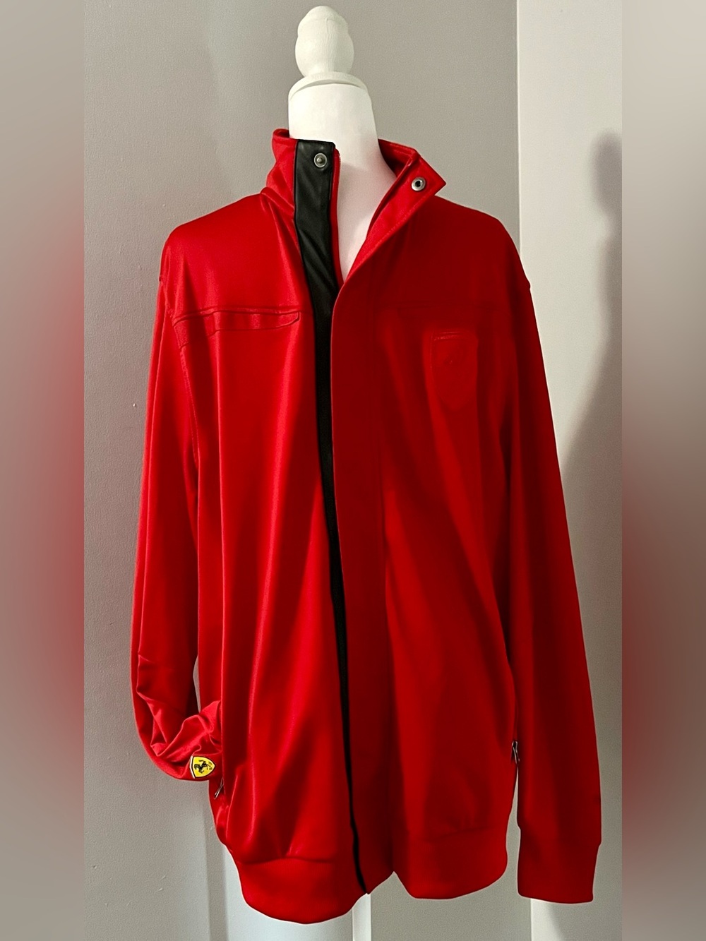 Men's Size XL Puma “Ferrari” Red Full-Zip Jacket with Stand Collar